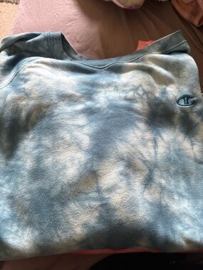 Champion Light Blue & White Tie-Dye Crewneck Sweatshirt